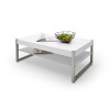 Table basse pas cher - Blanc, verre et acier