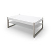 Table basse pas cher - Blanc, verre et acier