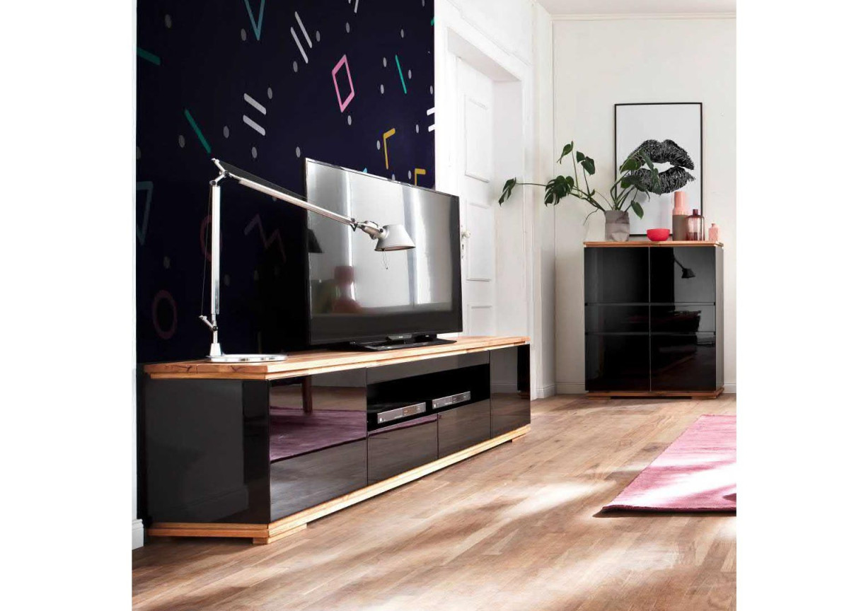 Meuble TV noir et bois design