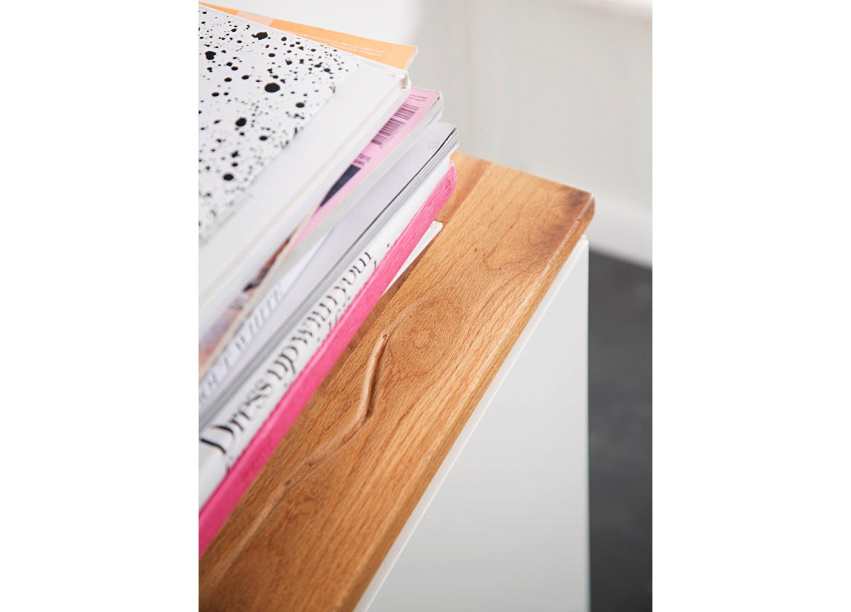 Meuble TV blanc et bois massif