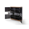 Buffet design haut noir laqué et bois massif