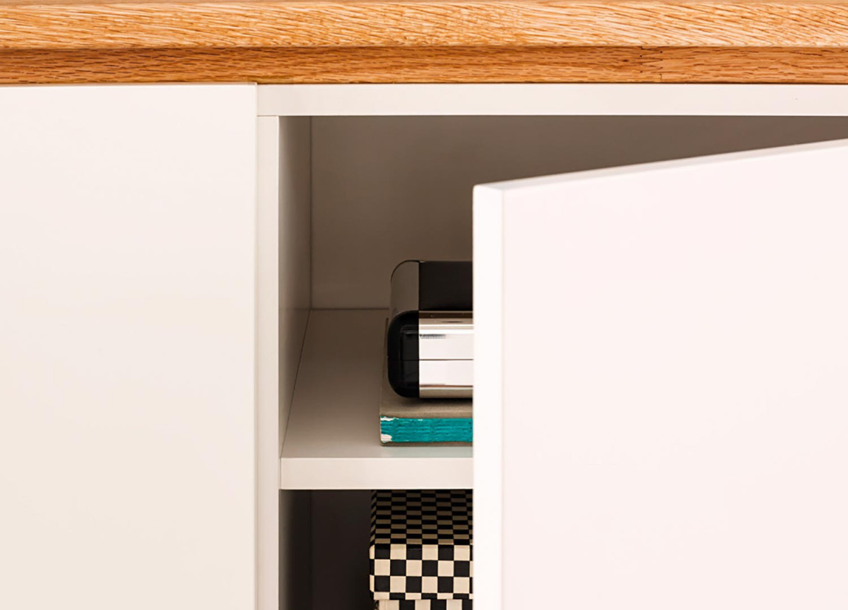 Buffet Moderne 175 cm Blanc et Chêne
