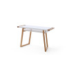 Table de bureau blanc laqué et bois design