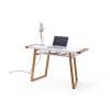 Table de bureau blanc laqué et bois design