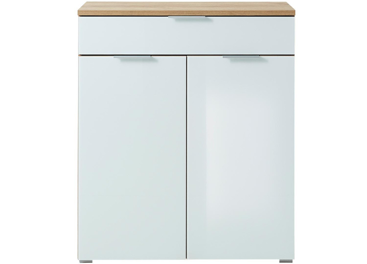 Meuble de rangement blanc et bois