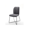 Chaise grise matelassé simili cuir / Pieds métal