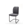 Chaise grise matelassé simili cuir / Pieds métal