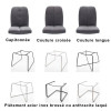 Chaise grise matelassé simili cuir / Pieds métal