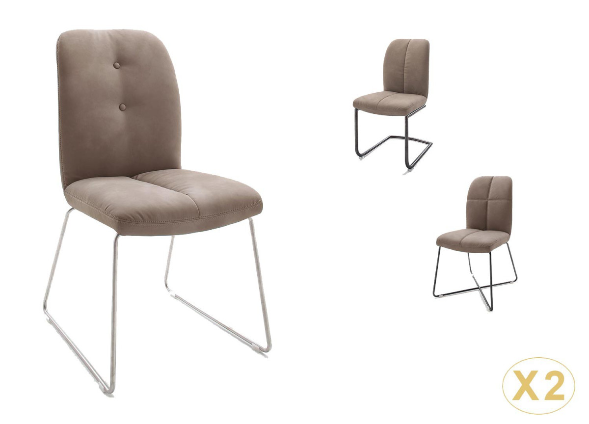 Chaise marron matelassée simili cuir / Pieds métal