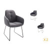 Chaise avec accoudoir capitonnée grise / Simili cuir