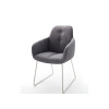 Chaise avec accoudoir capitonnée grise / Simili cuir