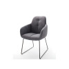 Chaise avec accoudoir capitonnée grise / Simili cuir