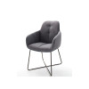 Chaise avec accoudoir capitonnée grise / Simili cuir