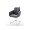 Chaise avec accoudoir capitonnée grise / Simili cuir