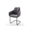 Chaise avec accoudoir capitonnée grise / Simili cuir