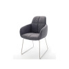 Chaise avec accoudoir capitonnée grise / Simili cuir