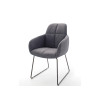 Chaise avec accoudoir capitonnée grise / Simili cuir