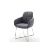 Chaise avec accoudoir capitonnée grise / Simili cuir
