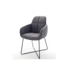 Chaise avec accoudoir capitonnée grise / Simili cuir