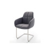 Chaise avec accoudoir capitonnée grise / Simili cuir
