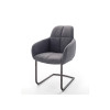 Chaise avec accoudoir capitonnée grise / Simili cuir