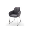 Chaise avec accoudoir capitonnée grise / Simili cuir