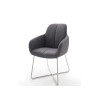 Chaise avec accoudoir capitonnée grise / Simili cuir