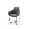Chaise avec accoudoir capitonnée grise / Simili cuir