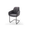 Chaise avec accoudoir capitonnée grise / Simili cuir