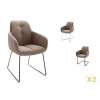 Chaise avec accoudoir capitonnée marron / Simili cuir
