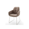 Chaise avec accoudoir capitonnée marron / Simili cuir