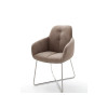 Chaise avec accoudoir capitonnée marron / Simili cuir