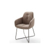 Chaise avec accoudoir capitonnée marron / Simili cuir