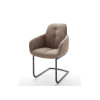 Chaise avec accoudoir capitonnée marron / Simili cuir