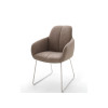 Chaise avec accoudoir capitonnée marron / Simili cuir