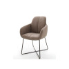 Chaise avec accoudoir capitonnée marron / Simili cuir