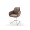 Chaise avec accoudoir capitonnée marron / Simili cuir