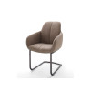 Chaise avec accoudoir capitonnée marron / Simili cuir