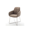 Chaise avec accoudoir capitonnée marron / Simili cuir