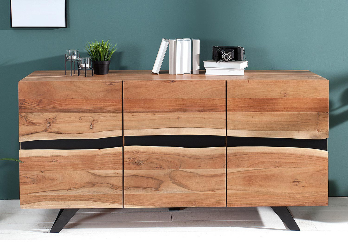 Buffet bois massif et métal 150 cm / Acacia