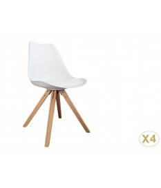 Chaise blanche et bois scandinave Pas cher