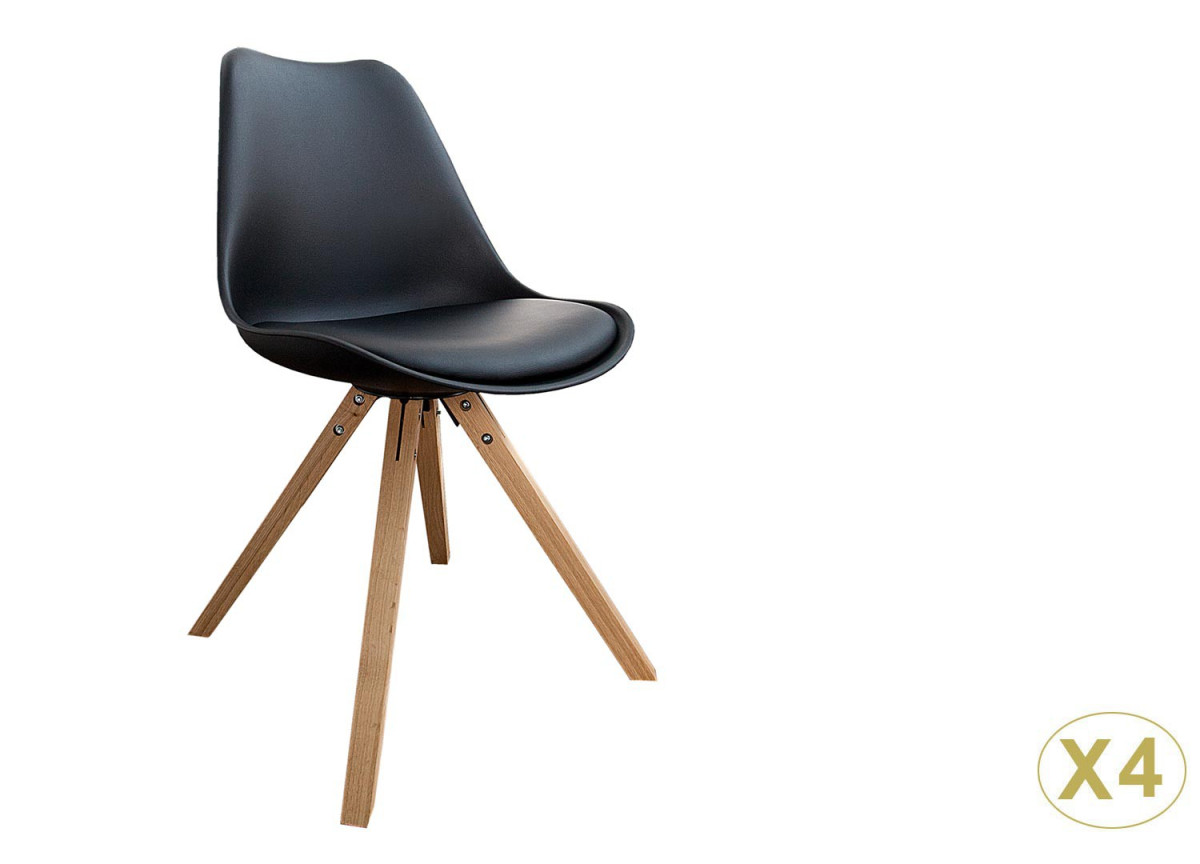 Chaise noire et bois scandinave pas cher