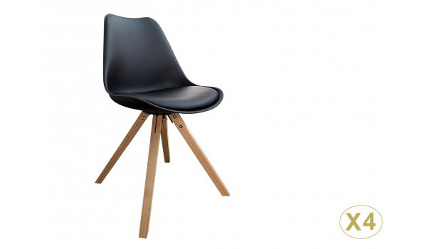 Chaise noire et bois scandinave pas cher