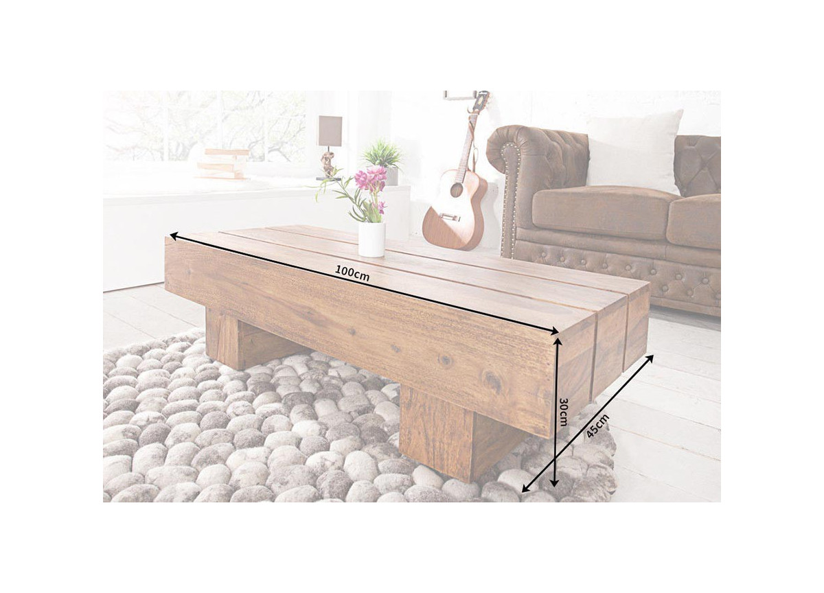 Table basse bois massif / Rectangulaire 100 cm