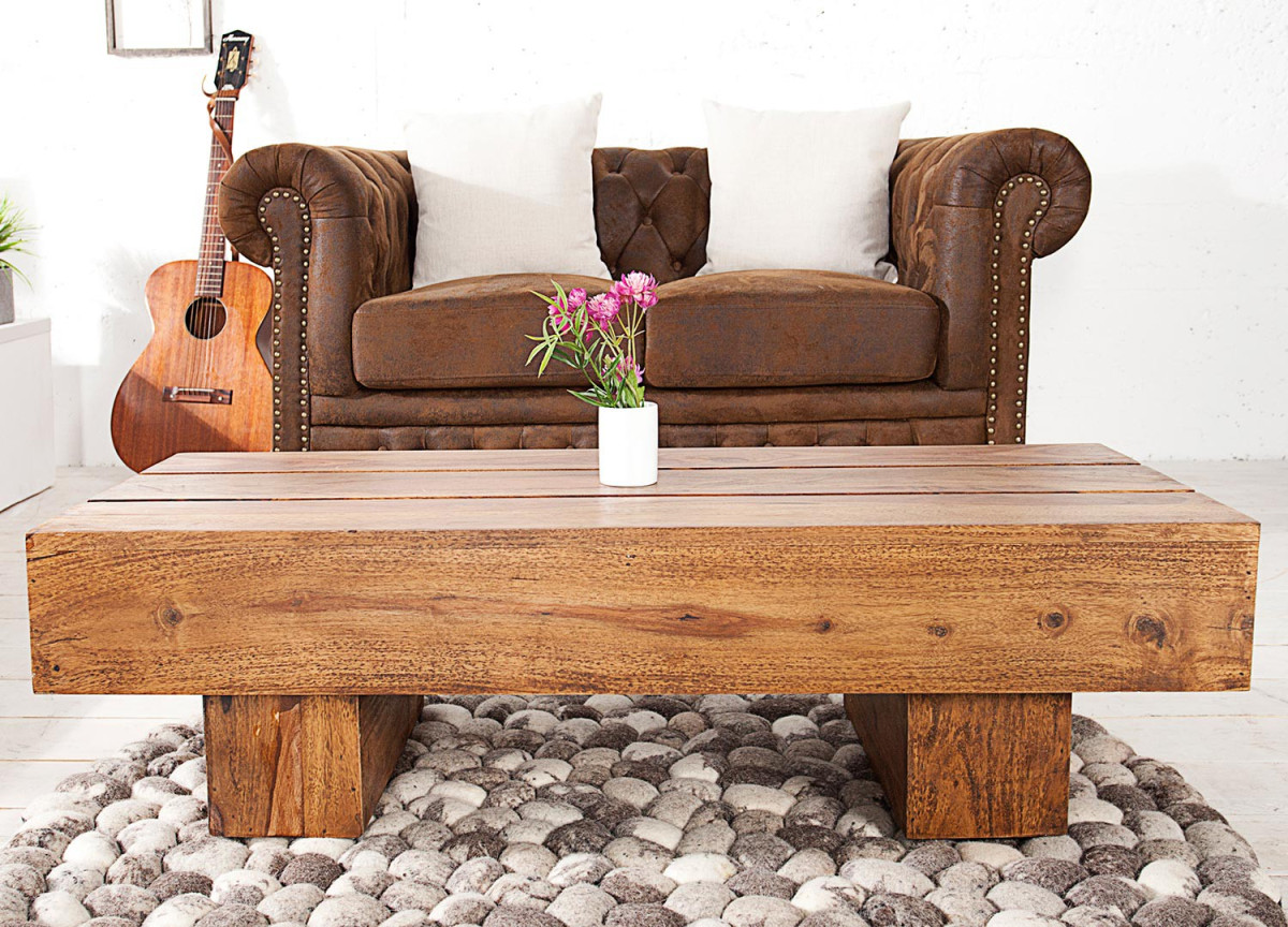Table basse bois massif / Rectangulaire 100 cm