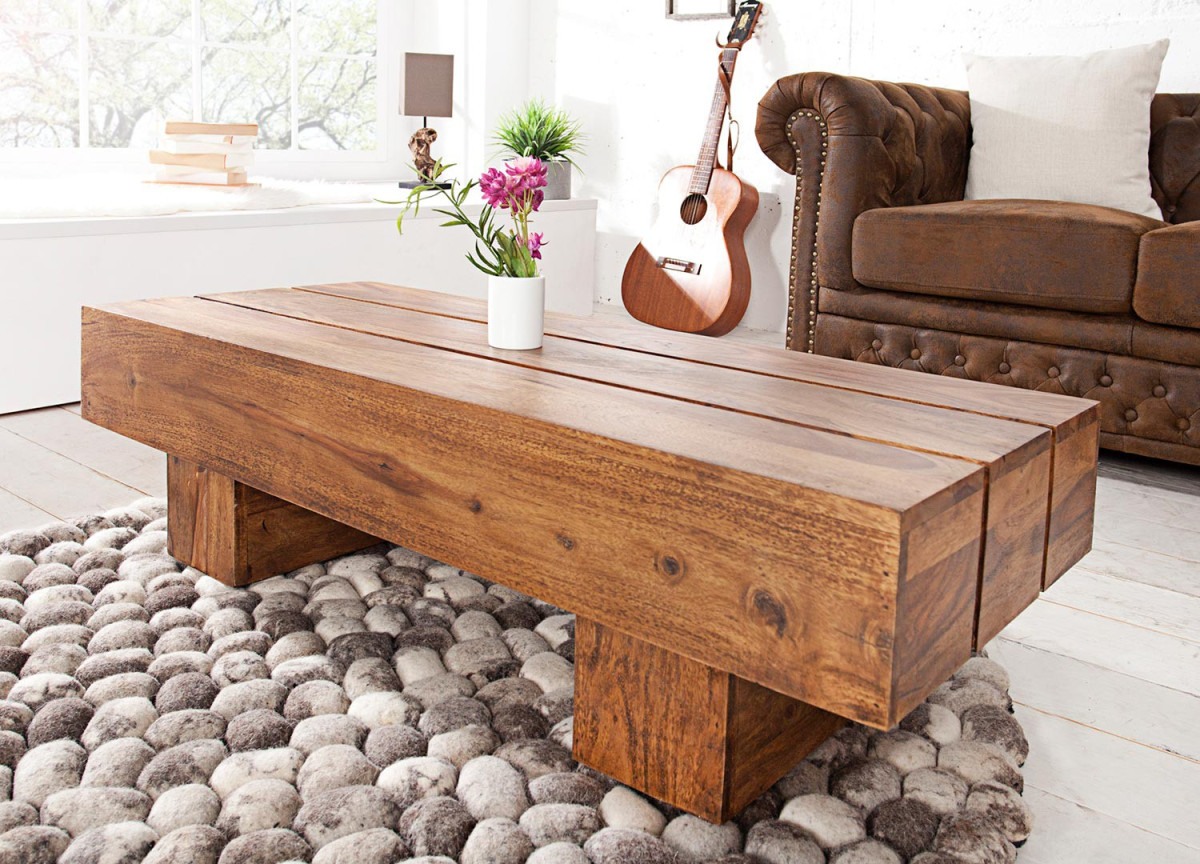 Table basse bois massif / Rectangulaire 100 cm
