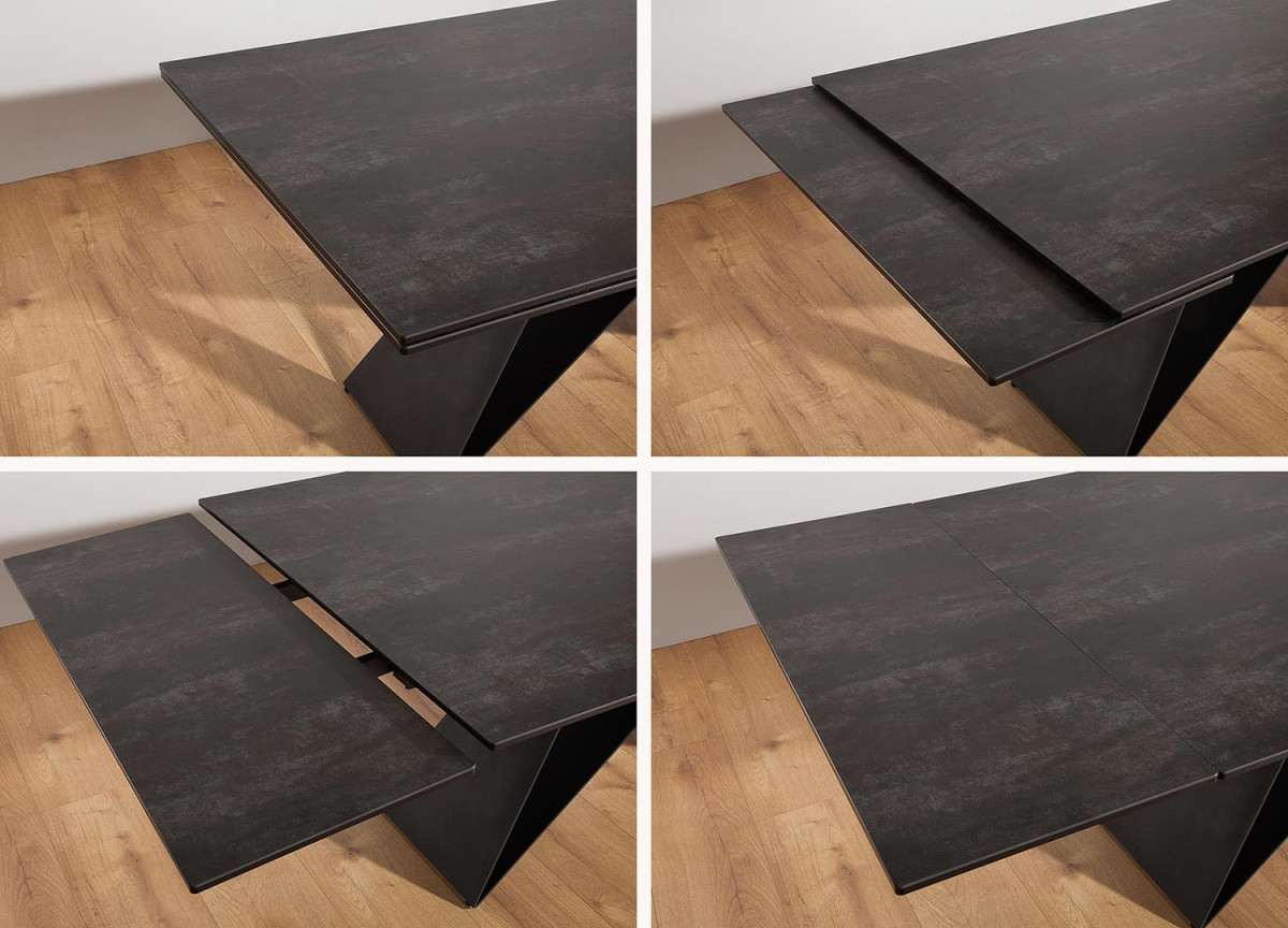 Table Contemporaine gris-lave et pied design noir métal