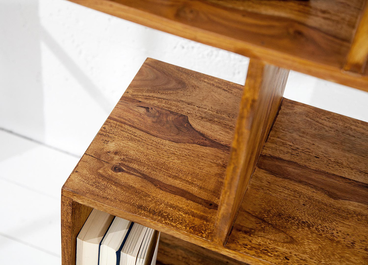Bibliothèque étagère en bois massif verni