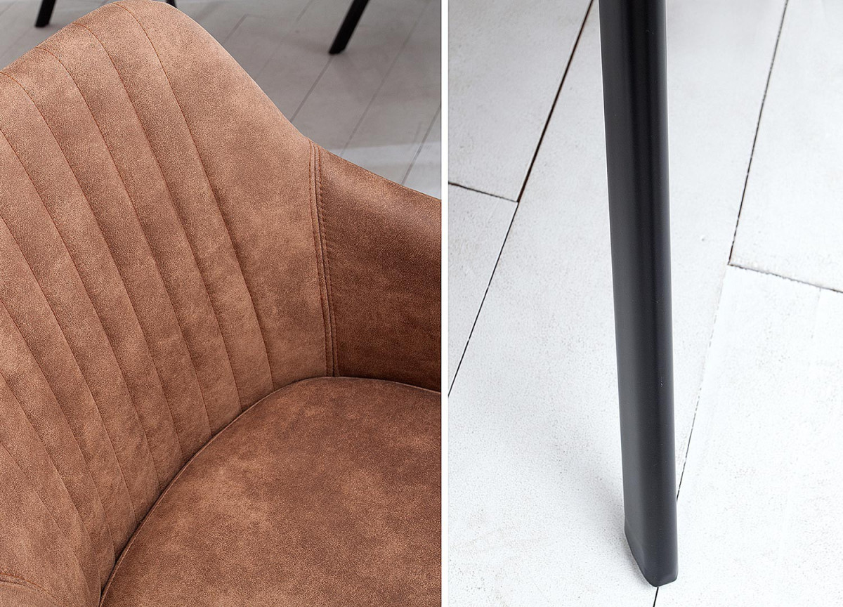 Chaise contemporaine marron / Pieds métal noir