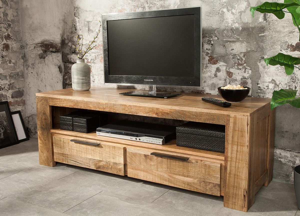 Meuble TV en bois massif / 130 cm